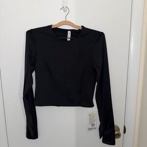 NWT Lululemon Tight Fit Lined Cropped Longsleeve - Black - Size M